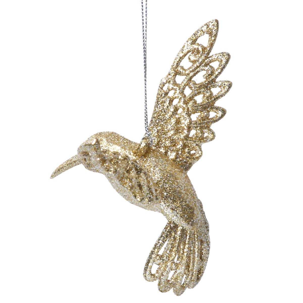 Gisela Graham Gold Sparkly Hummingbird Christmas Tree Decoration with Twine