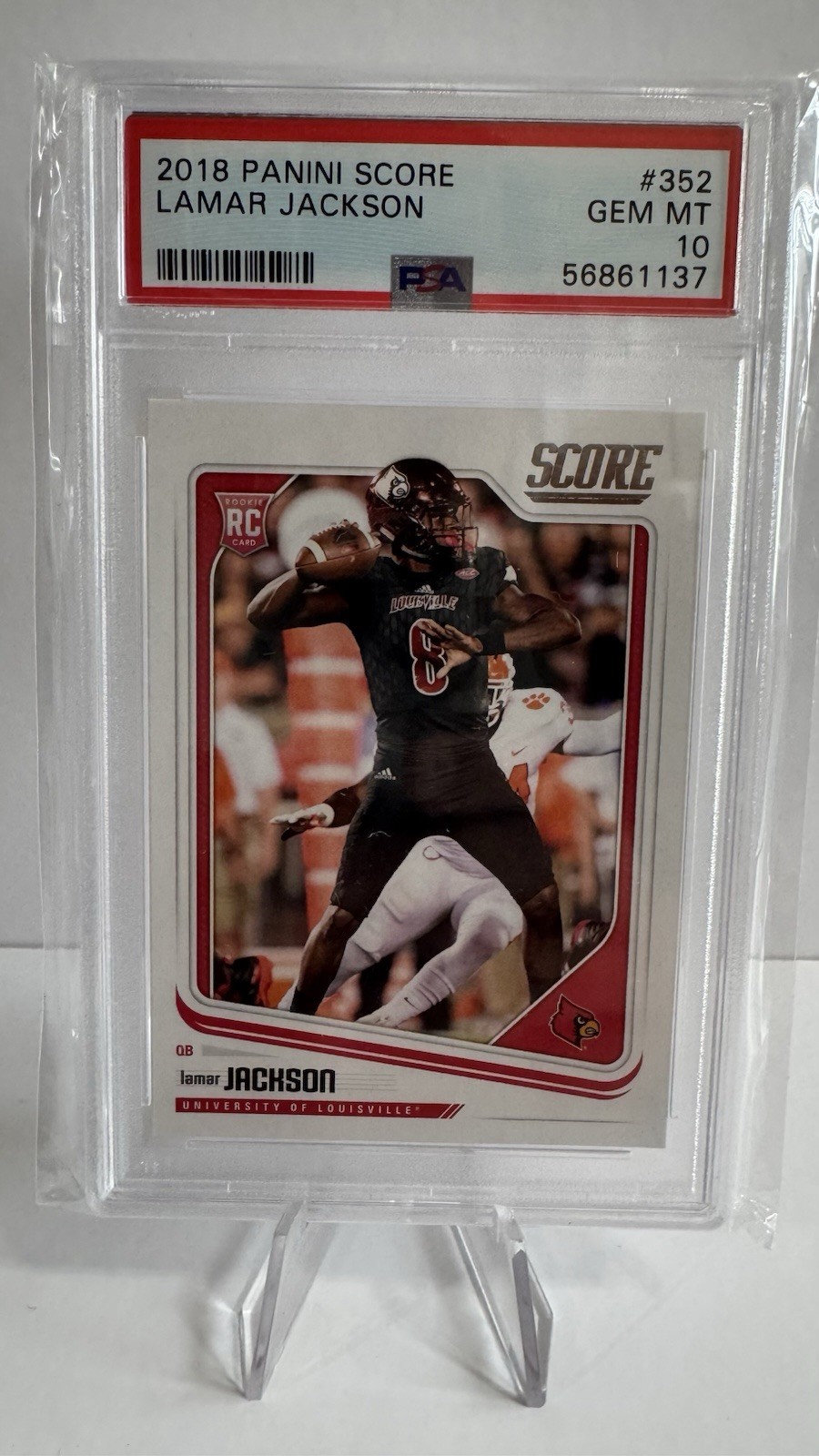 PSA 10 - Lamar Jackson - 2018 Panini Score #352 RC rookie louisville ravens ncaa