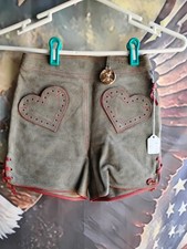 Girls Sz 4, Oktoberfest,Germany,Trachten,shorts,Lederhosen. 2 Hearts Pockets
