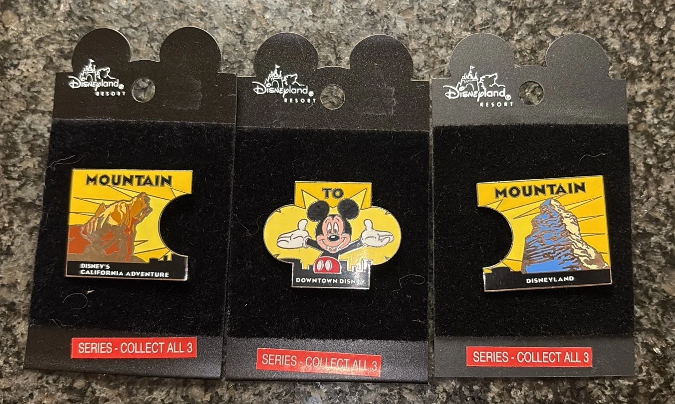 Disney Disneyland Mountain To Mountain Puzzle 3 Pin Set Grizzly Peak Matterhorn