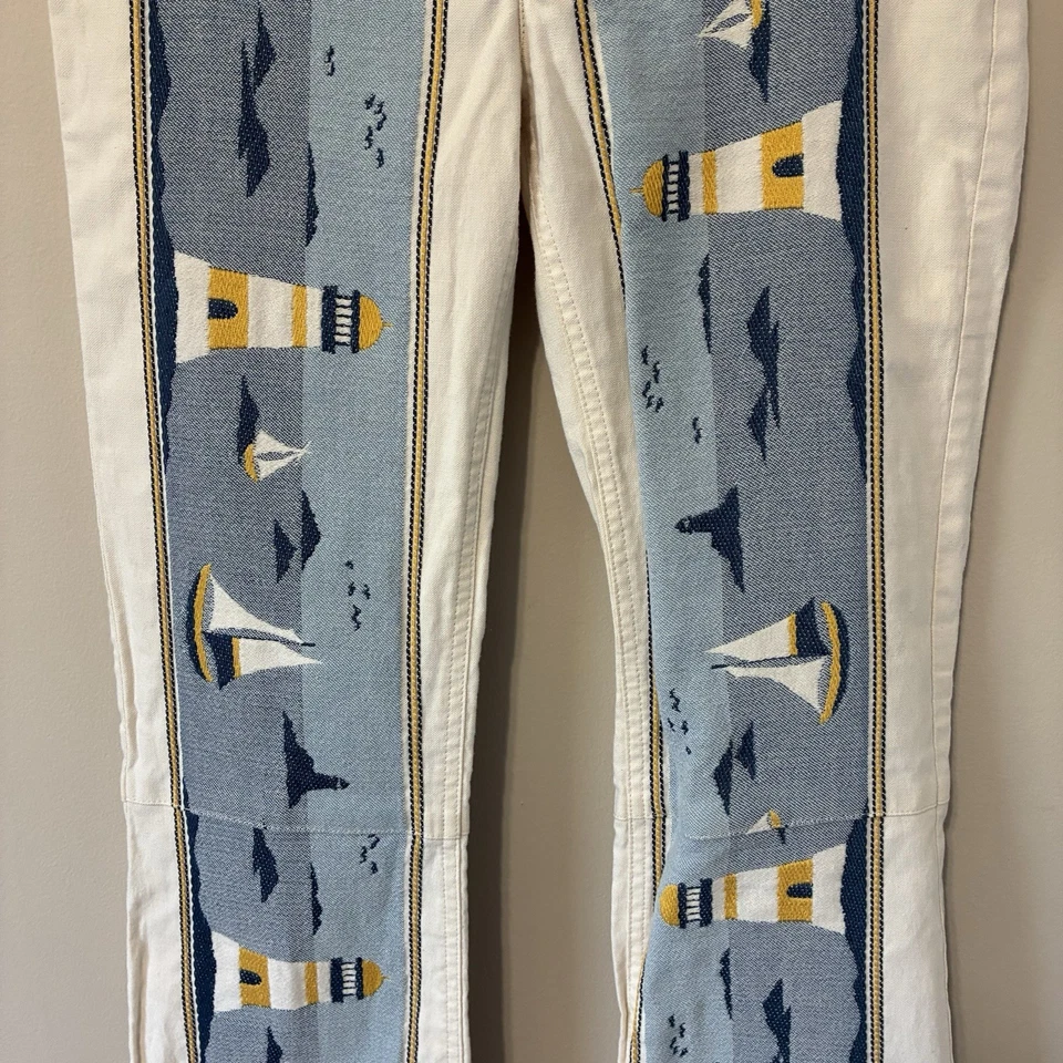 Alice + Olivia Tapestry Panel Flare Pants Coastal Size 4 Rare Designer Boot Cut - Image 4 of 4