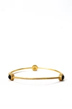 Julie Vos Womens Gold Plated Black Crystal Textured Bangle Bracelet