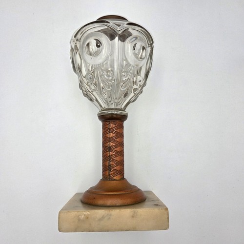 Copper Stem Pressed Glass Bullseye Font Marble Base Union Glass Whale Oil Lamp - Bild 9 von 13