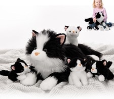 Katze Kuscheltier Set 5 St&uuml;cke XXL 50 cm Schwarz mit Babys im Bauch Geschenk