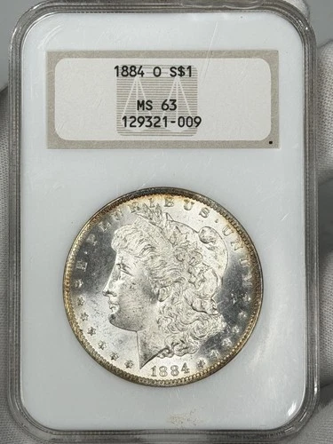 1884-O $1 Morgan Silver Dollar NGC MS63 Silver FATTY ENGRAVED BACK Coin WOW!