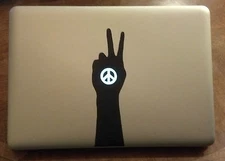 Peace Sign Vinyl Sticker Decal Macbook Pro window laptop USA world hippy love