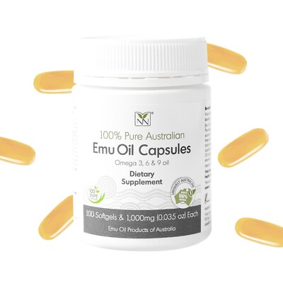 Emu Oil Capsules - Heart, Hair, Metabolism & Joint Support Supplement