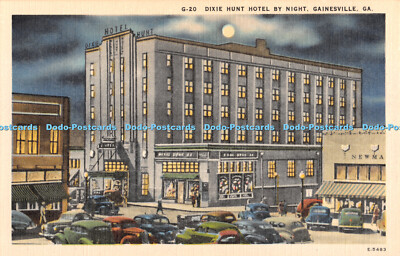 R330155 GA Gainesville Dixie Hunt Hotel bei Nacht Asheville Postkarte
