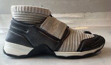 Chanel Beige/Dk Silver Glitter Stretch Fabric Sneaker 17k 38.5 G33070