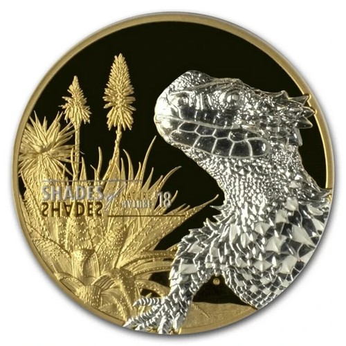 2018 Cook Island Sungazer Lizard 25 gm Silver Gilded Proof Coin PCGS PR70-FDOI - Picture 3 of 7