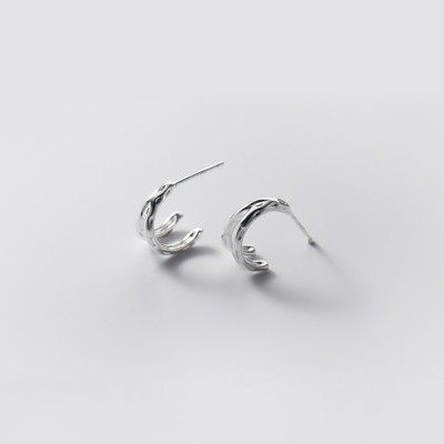 925 Sterling Silver Curve Stud Earrings Christmas Winter December