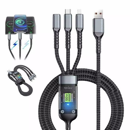 Transparent Luminous 3-in-1 Super Fast Charging Cable, USB Cable Fast Charging - Picture 17 of 18