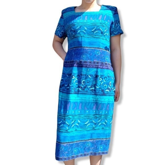 Vintage Sag Harbor Blue Patterned Knee-length Sheath Dress Size 12 | eBay