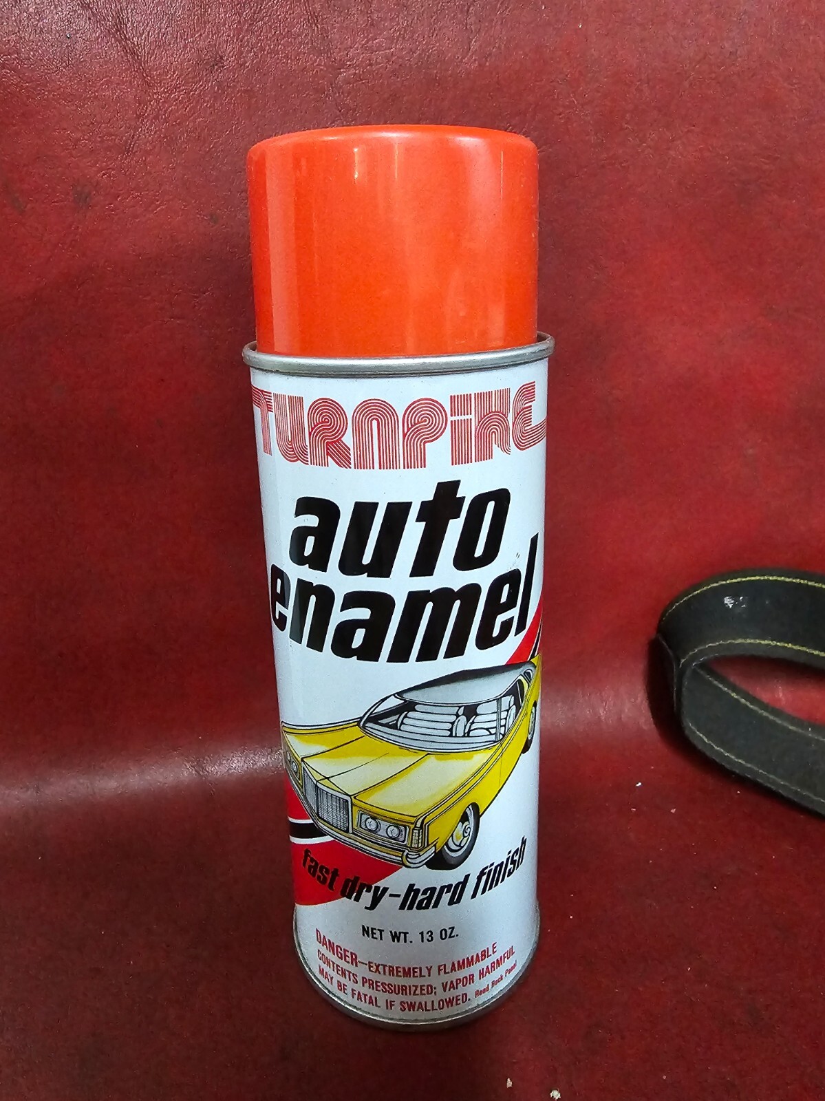 Vtg NOS Turnpike Auto Enamel Spray Paint 13oz Can ORANGE Rattles Full