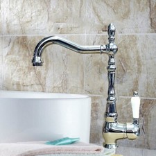 Polished Chrome Bathroom Basin Kitchen Sink Swivel Spout Mixer Tap Faucet esf913