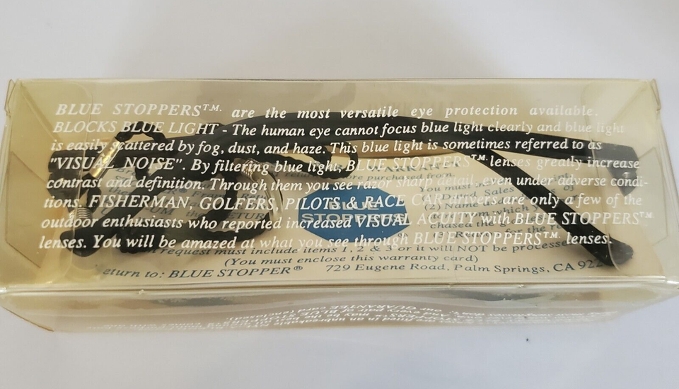VINTAGE New in Pack BLUE STOPPERS/BLOCKERS SUNGLASSESAviator Style