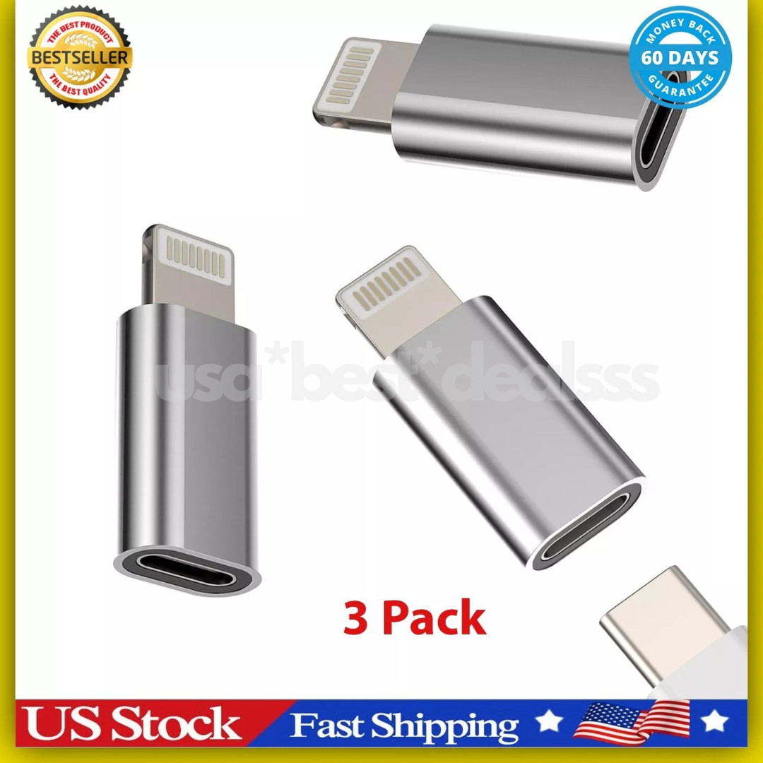 USB C Female to Lightning Male Adapter Pack, Apple MFi Certified