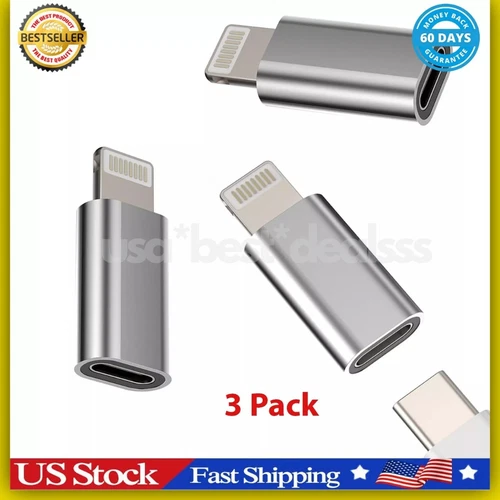 USB C Female to Lightning Male Adapter 3 Pack, Apple MFi Certified, USA Stock - Bild 2 von 24