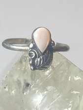 Mother of pearl Ring leaf teardrop southwest pinky sterling silver women girl fg