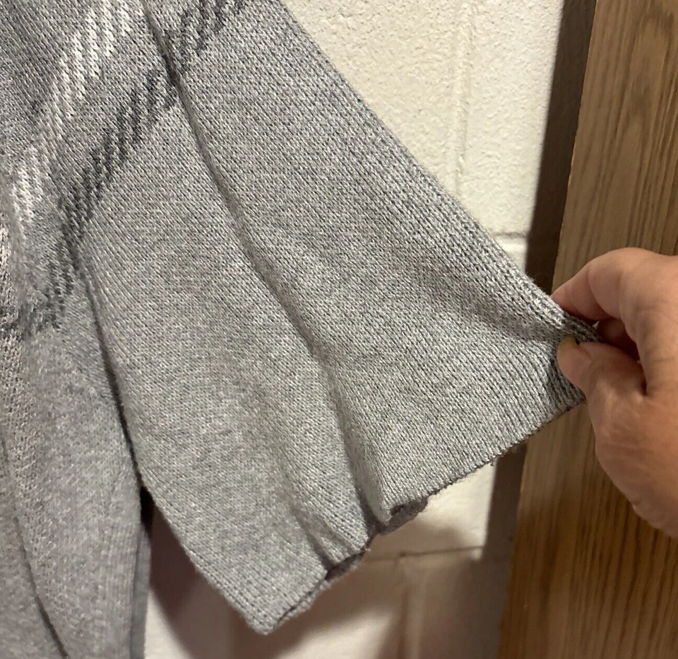 LOFT Suéter Feminino Poncho Pulôver Cinza Xadrez Gola Capuz Manga Dolman Tamanho M/G - Imagem 2 de 4