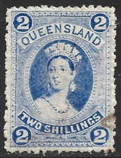 Queensland, Scott #74, 2sh Queen Victoria, Wmk 68, Used