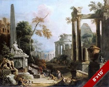 CLASSICAL ROMAN RUINS ANCIENT ROME LANDSCAPE PAINTING ART REAL CANVAS PRINT