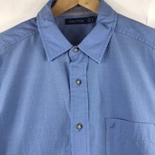 NAUTICA Shirt Mens Long Sleeve Medium Blue Button Front Woven 69.50 GG