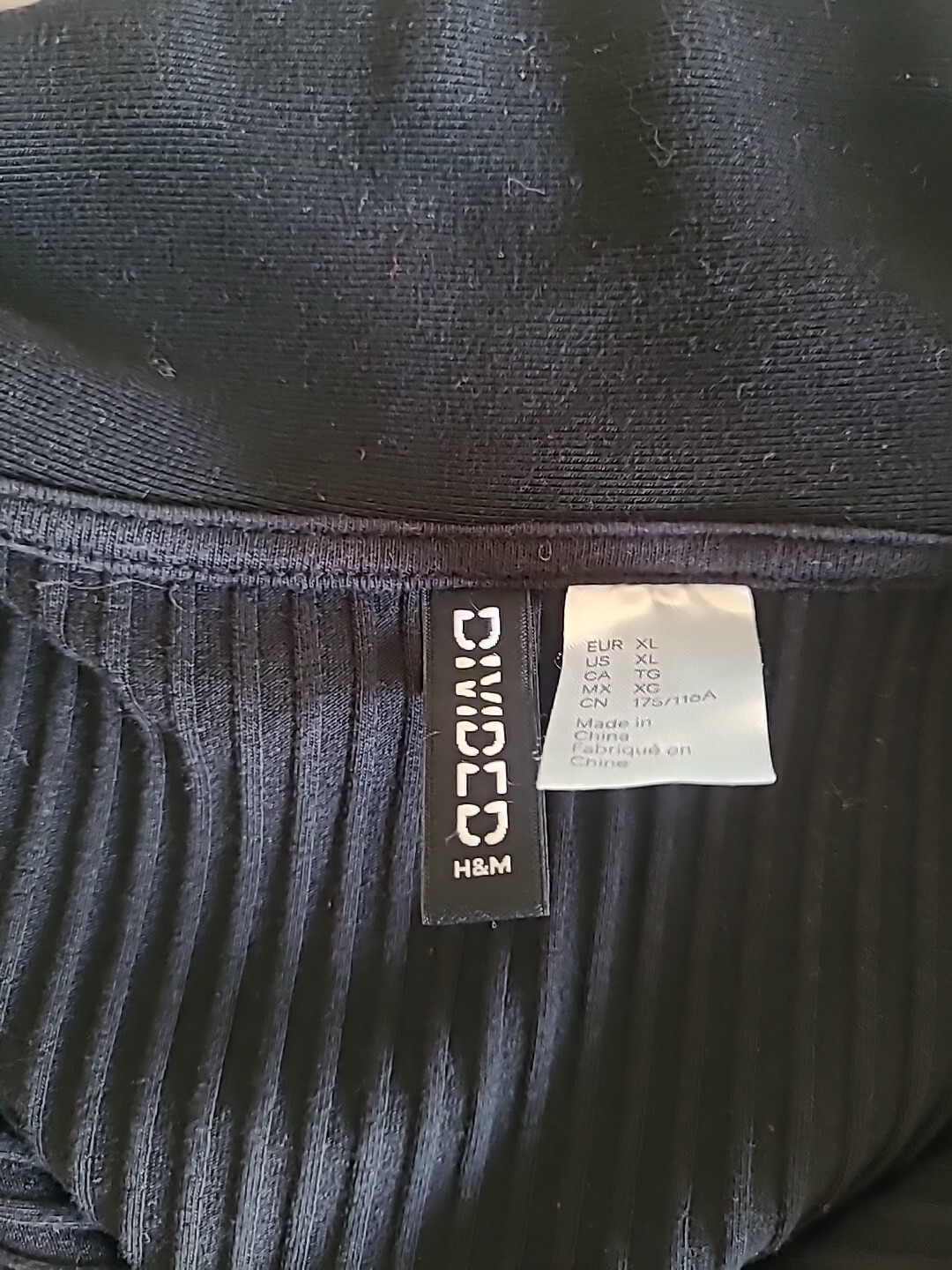 Divided H&M Womens Dress Black Ribbed Stretch XL Short Sleeve Collar Minimalist  thumbnail 7