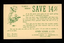 US Postal History #UX27 Card Advertising Home Contractor 1947 Pittsburgh PA