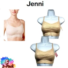 NWT 2-Pack Jenni by Jennifer Moore Women's Size S Lace Bralette Chai