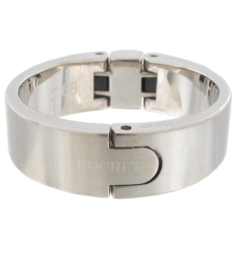 Anillo banda de acero inoxidable Rochet acento negro acier joyería para hombre talla 12 Foto 3 de 4