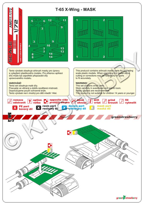 Green Strawberry 1/72 T-65 X-WING FIGHTER Star Wars Paint Mask - Image 2 of 3