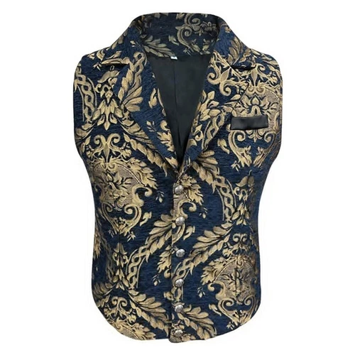 Gilet steampunk gotico con motivo decorativo vittoriano uomo abbigliamento formale gilet- - Foto 2 di 30