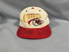 Vtg Kansas City Chiefs Snapback Hat Drew Pearson Companies 90s signed 87, 38 &83