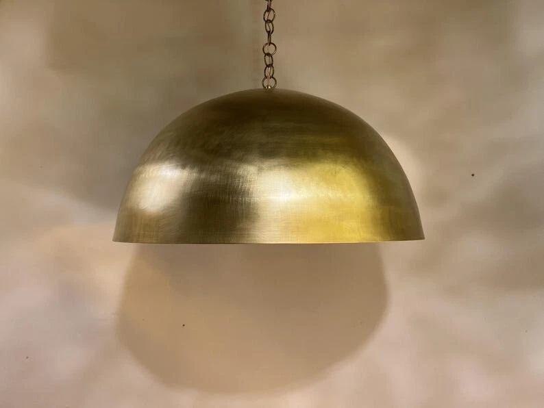 Pantalla domo, iluminación domo latón hecha a mano, isla cocina latón marroquí, Foto 3 de 4