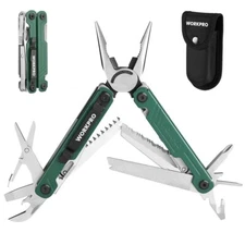 WORKPRO 18-in-1Stainless Steel Multi Tool Plier EDC Multitool 2Safety Lock Green