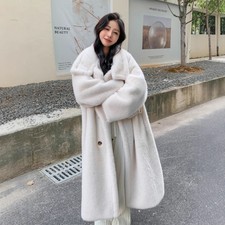 Winter Womens Long Mink Fur Coat Imitation Fur Coat Button Thicken Plush Jacket