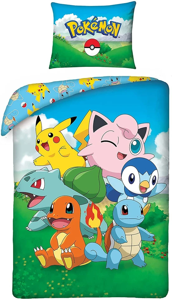 Pokemon Set Letto Singolo Copripiumino 140x200cm, Federa 100% Cotone Reversibile - Immagine 3 di 3