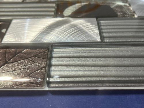 NY91 Gray Glass/Metal Rectangle Mosaic Tile Kitchen Bathroom Backsplash - Picture 4 of 4