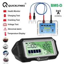 QUICKLYNKS BM5-D 12V LED Battery Tester Monitor Battery Health Tester Analyzer