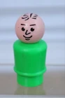 Vintage Fisher-Price Little People Green Man Black Hair Figure Toy