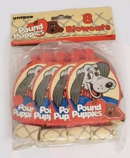 Vintage Pound Puppies Party Blowouts Noisemakers Party Supplies 8 ct Tonka NOS