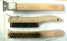Wood Handle Wire Brush With Scraper, 4 Row, 10 Brushes