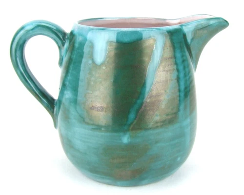 Stangl Pottery Pitcher Turquoise Blue Green Drip Glaze 5" high