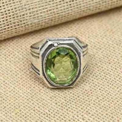 Handmade Green Amethyst Gemstone 925 Sterling Silver Men's Ring All Size D104 - Image 1 of 4