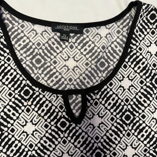 Notations Petite Damen Kleid Gr. PL schwarz weiß ärmellos Polyester - Bild 5 von 10