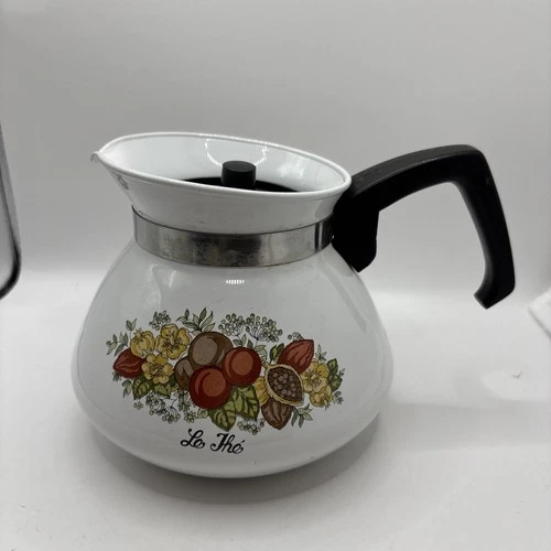 VTG Corning Ware P-104 Spice Of Life Le The 6 Cup Coffee Tea Pot Kettle with lid