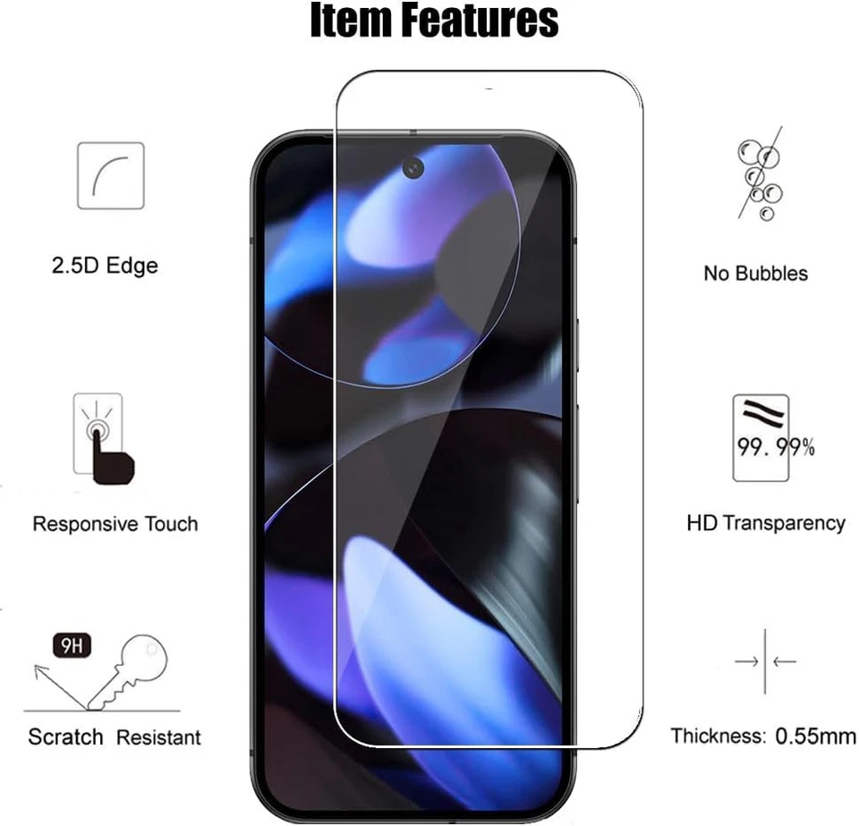 For Google Pixel 10 9a 8a 8 7a 7 6 9 Pro XL HD Tempered Glass Screen Protector - Image 2 of 4