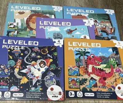 Lots Of 5 Leveled MAGNETIC PUZZLES 3 Kids Puzzle In Each Book Animal Vehicle New