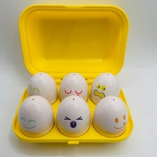 Easter VTG Toy TOMY Hide N Squeak Eggs Carton Shape Color Sorting Baby Preschool